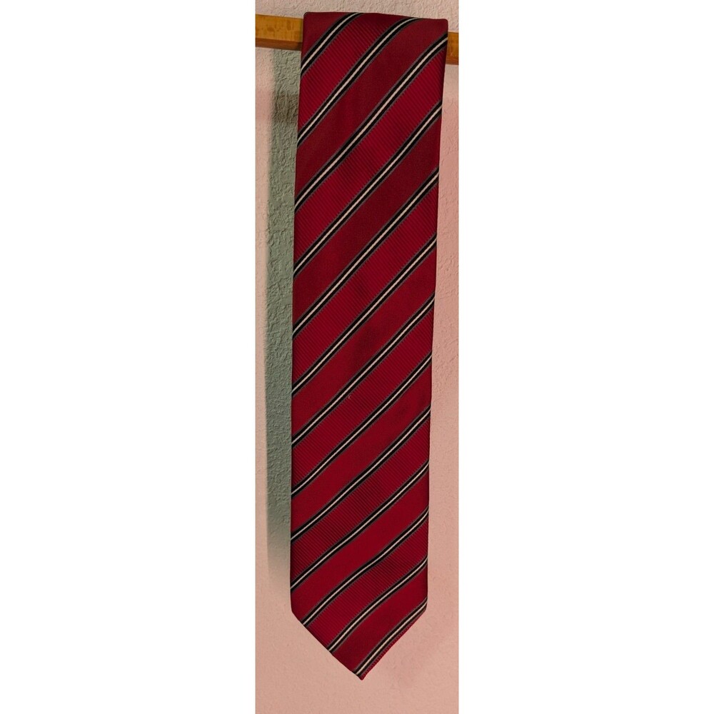 Donald J. Trump Signature Regimental Stripe Handmade Necktie Red 100% Silk (343)